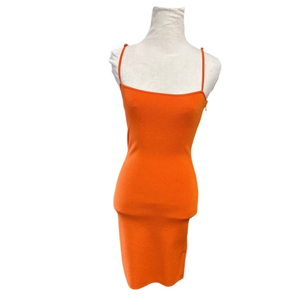 Michael Kors Orange Ribbed Knit Mini Dress Matching Briefs Y2K Resort XS - Picture 2 of 8